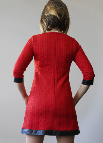 Красное коктейльное платье трапеция с рукавом 3/4 а-силуэт ITSMINE однотонное