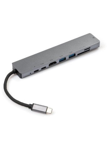 Концентратор Type-C to 4K HDMI+2*USB3.0+GigabitLAN+SD+2*PD aluminium (VCPATC2U3CRLNHIPDGR) Vinga (250125500)