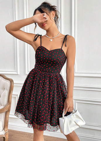 Чорна кежуал, коктейльна сукня бебі долл SHEIN сердечка