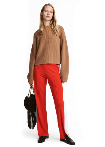 Красные кэжуал демисезонные прямые брюки H&M