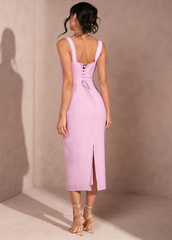 Светло-розовое кэжуал платье футляр SHEIN однотонное