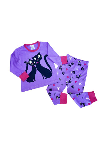 Светло-фиолетовая всесезон пижама (лонгслив, брюки) лонгслив + брюки No Brand