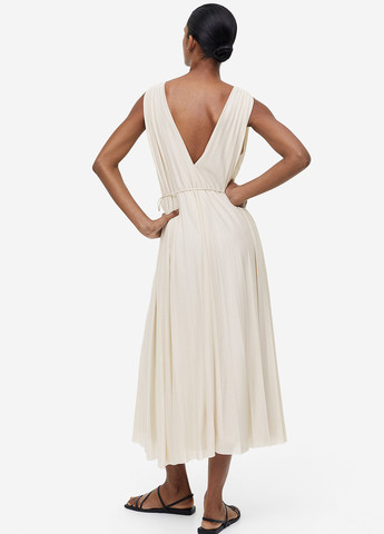 Молочное кэжуал платье плиссированное H&M однотонное