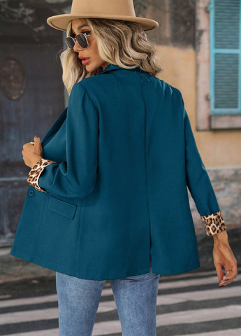 Темно-бирюзовый женский жакет SHEIN леопардовый - демисезонный