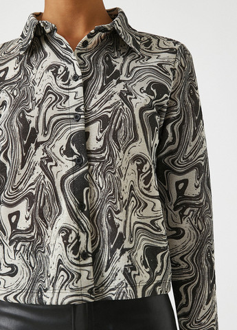 Черно-белая кэжуал рубашка с абстрактным узором KOTON