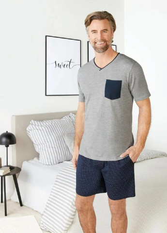 Пижама (футболка, шорты) Livergy футболка + шорты геометрическая комбинированная домашняя модал, трикотаж, хлопок