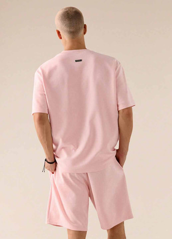 Светло-розовый летний костюм (футболка, шорты) с шортами SHEIN