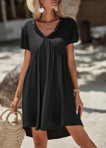 Чорна кежуал сукня кльош SHEIN однотонна