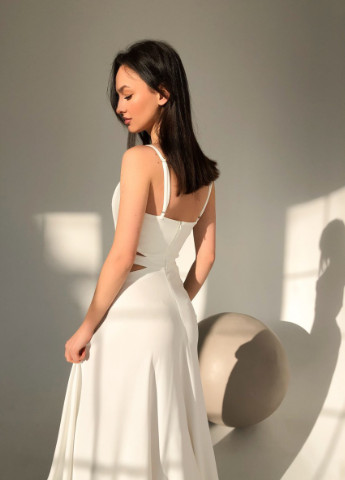 Белое вечернее платье колокол, с юбкой-солнце, а-силуэт WINN однотонное