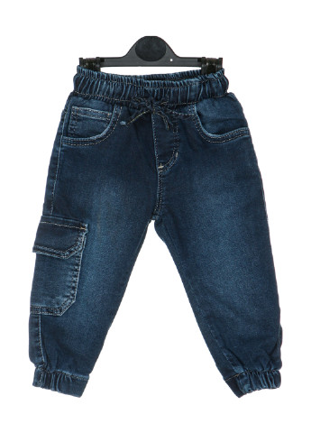 Джинси E&H джогери однотонні темно-сині джинсові бавовна