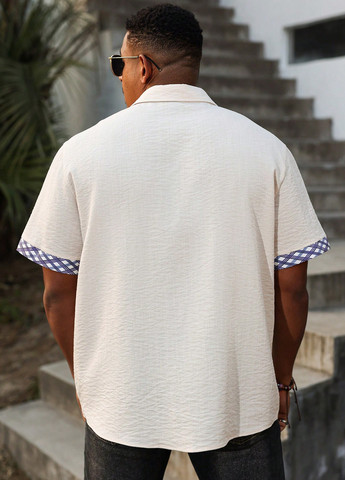 Кремовая классическая, кэжуал рубашка колор блок SHEIN