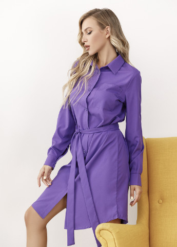 Фіолетова кежуал сукня сорочка ISSA PLUS однотонна
