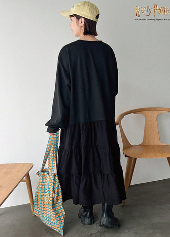 Черное кэжуал платье оверсайз SHEIN с рисунком