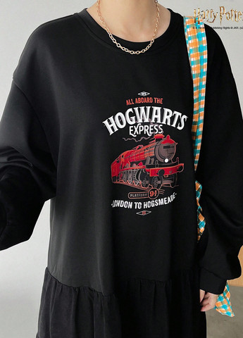 Черное кэжуал платье оверсайз SHEIN с рисунком