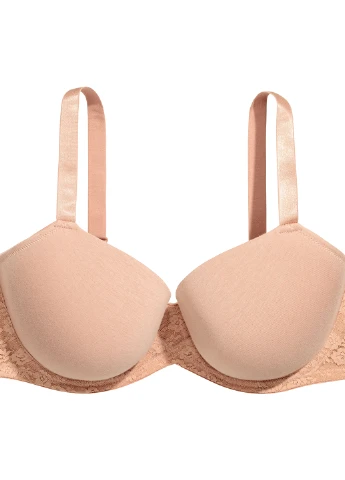 Бежевый бюстгальтер H&M с косточками хлопок