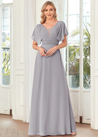 Світло-сіра вечірня сукня кльош, а-силует SHEIN однотонна