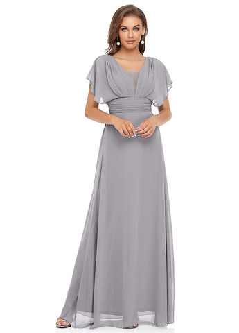 Світло-сіра вечірня сукня кльош, а-силует SHEIN однотонна