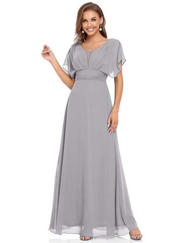 Світло-сіра вечірня сукня кльош, а-силует SHEIN однотонна