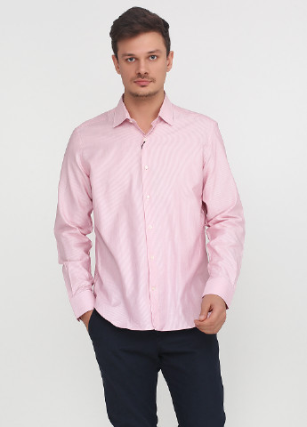 Розовая кэжуал рубашка в полоску Massimo Dutti с длинным рукавом