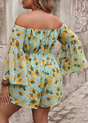 Комбинезон SHEIN комбинезон-шорты розы голубой праздничный, пляжный, кэжуал полиэстер