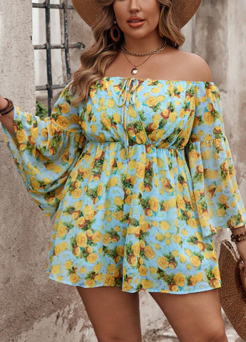 Комбинезон SHEIN комбинезон-шорты розы голубой праздничный, пляжный, кэжуал полиэстер