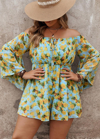 Комбинезон SHEIN комбинезон-шорты розы голубой праздничный, пляжный, кэжуал полиэстер