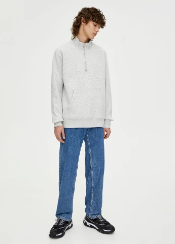 Світло-сірий світшот Pull & Bear меланж без декору (251697013)