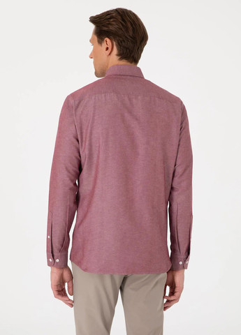 Бордовая кэжуал рубашка однотонная Pierre Cardin