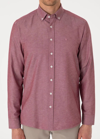 Бордовая кэжуал рубашка однотонная Pierre Cardin