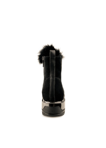 Зимние ботинки зимние женские черные замшевые с мехом на платформе Brocoli из натуральной замши