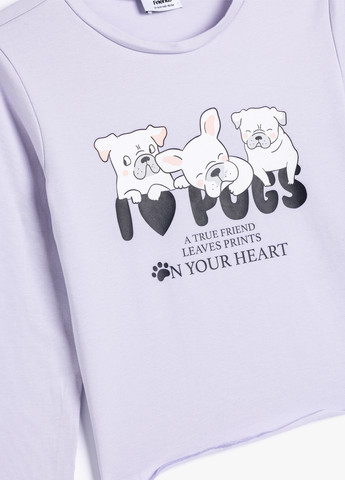 Лиловый демисезонный кэжуал лонгслив KOTON с рисунком