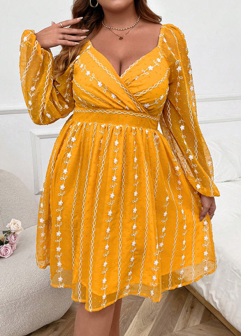 Жовтий кежуал сукня на запах SHEIN однотонна