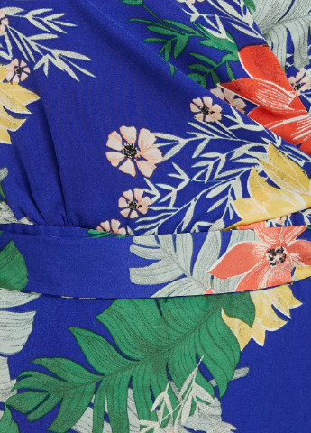 Синее кэжуал платье на запах KOTON с цветочным принтом