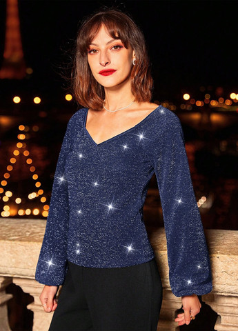 Тёмно-синяя блуза SHEIN