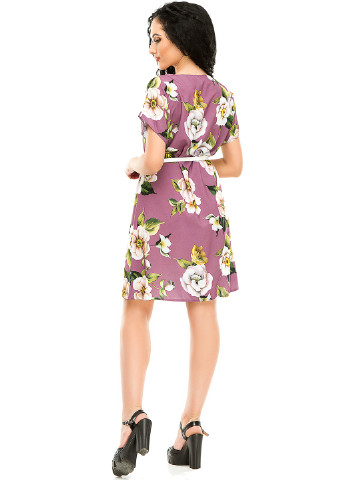 Лиловое кэжуал платье а-силуэт Demma с цветочным принтом