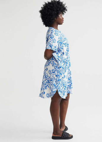 Комбинированное кэжуал платье H&M с цветочным принтом