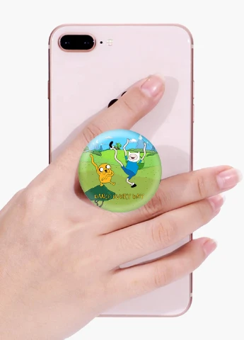 Попсокет (Popsockets) тримач для смартфону Фінн і Джейк пес Час Пригод (Adventure Time) (8754-1580) Чорний MobiPrint (216748454)