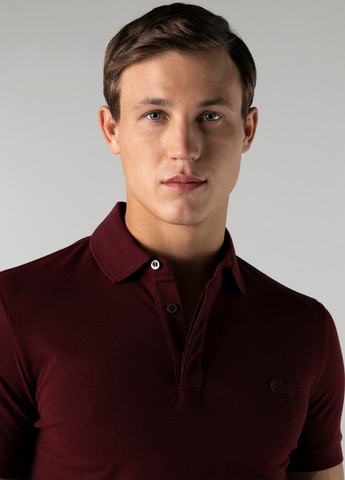 Бордовая футболка-поло для мужчин Lacoste однотонная