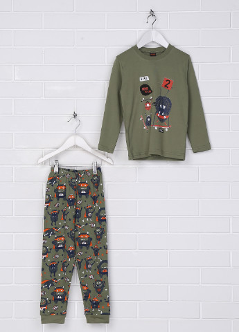 Оливковая (хаки) всесезон пижама (лонгслив, брюки) Vitmo baby