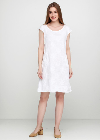 Белое кэжуал платье Puro Lino фактурное