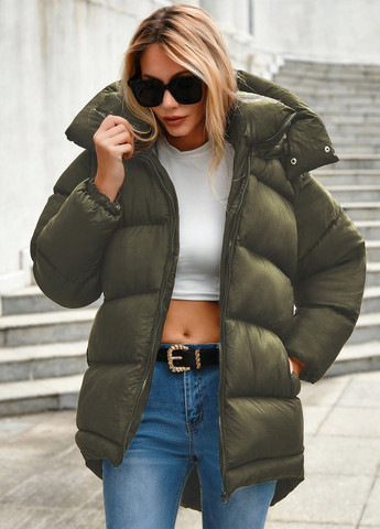 Оливкова (хакі) зимня куртка SHEIN