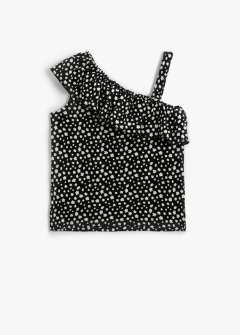 Черная цветочной расцветки блузка KOTON летняя