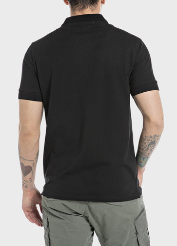 Черная футболка-поло для мужчин Replay однотонная