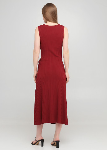 Терракотовое кэжуал платье на запах, клеш, платье-свитер Massimo Dutti однотонное