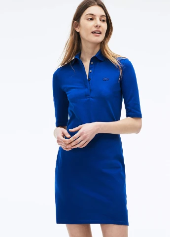 Синее кэжуал платье поло Lacoste однотонное