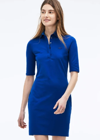 Синее кэжуал платье поло Lacoste однотонное