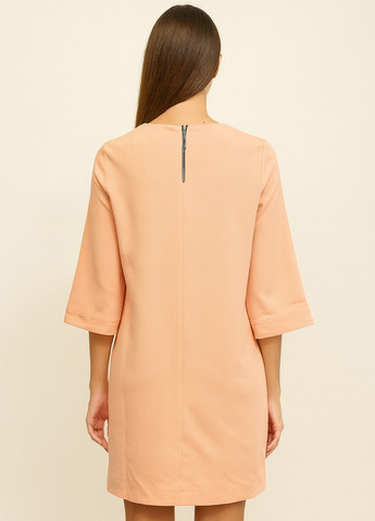 Персиковое кэжуал платье а-силуэт Sassofono с рисунком