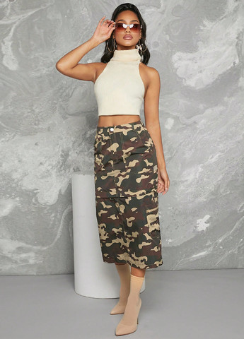 Разноцветная спортивная, кэжуал камуфляжная юбка SHEIN карго