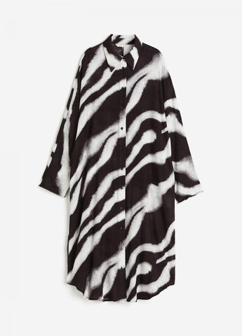 Чорно-білий кежуал сукня сукня-сорочка H&M з абстрактним візерунком