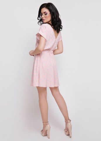 Розовое кэжуал платье Fashion Up в горошек